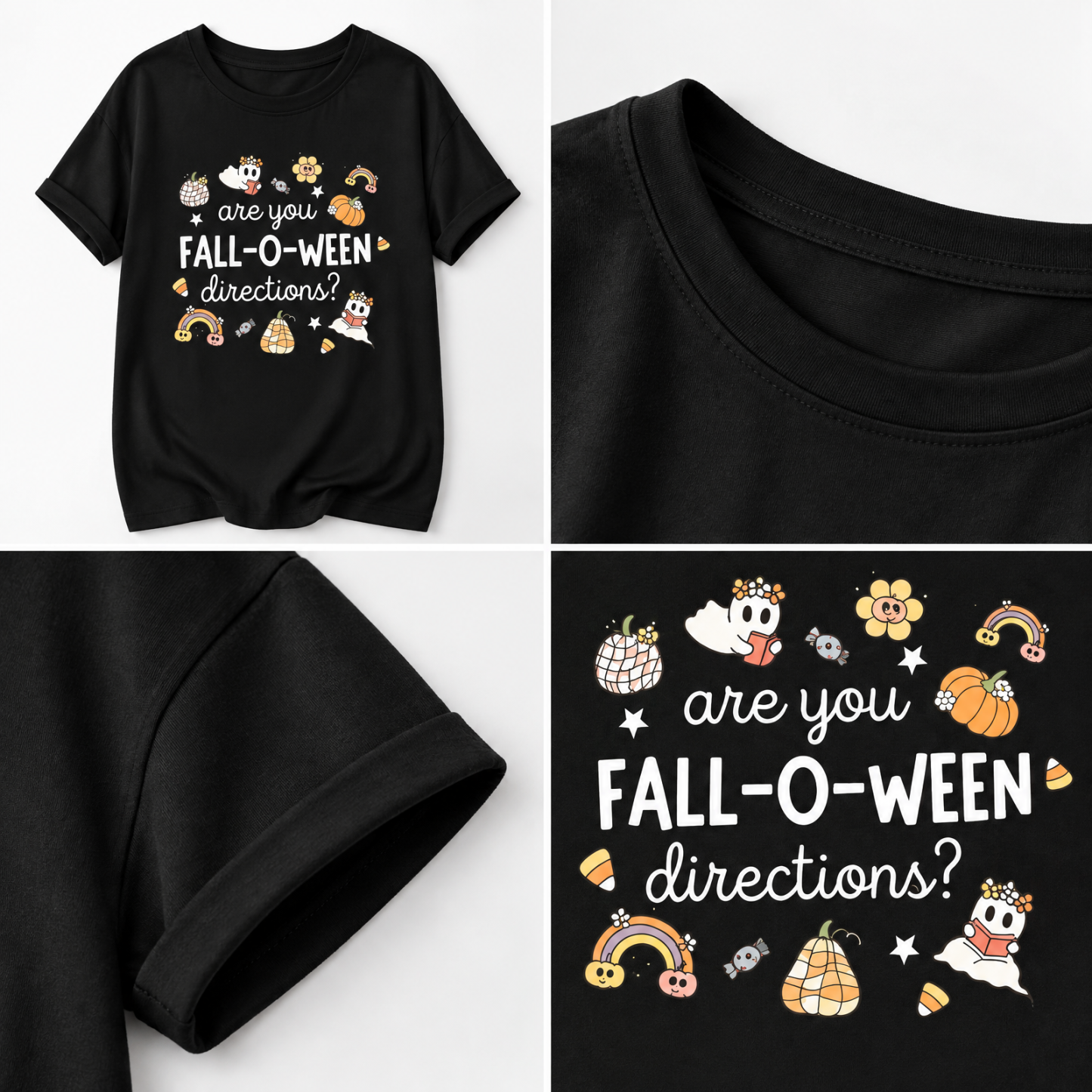 Halloween T-Shirt with Text "are you FALL-O-WEEN directions?" Halloween Gift for Her & Him