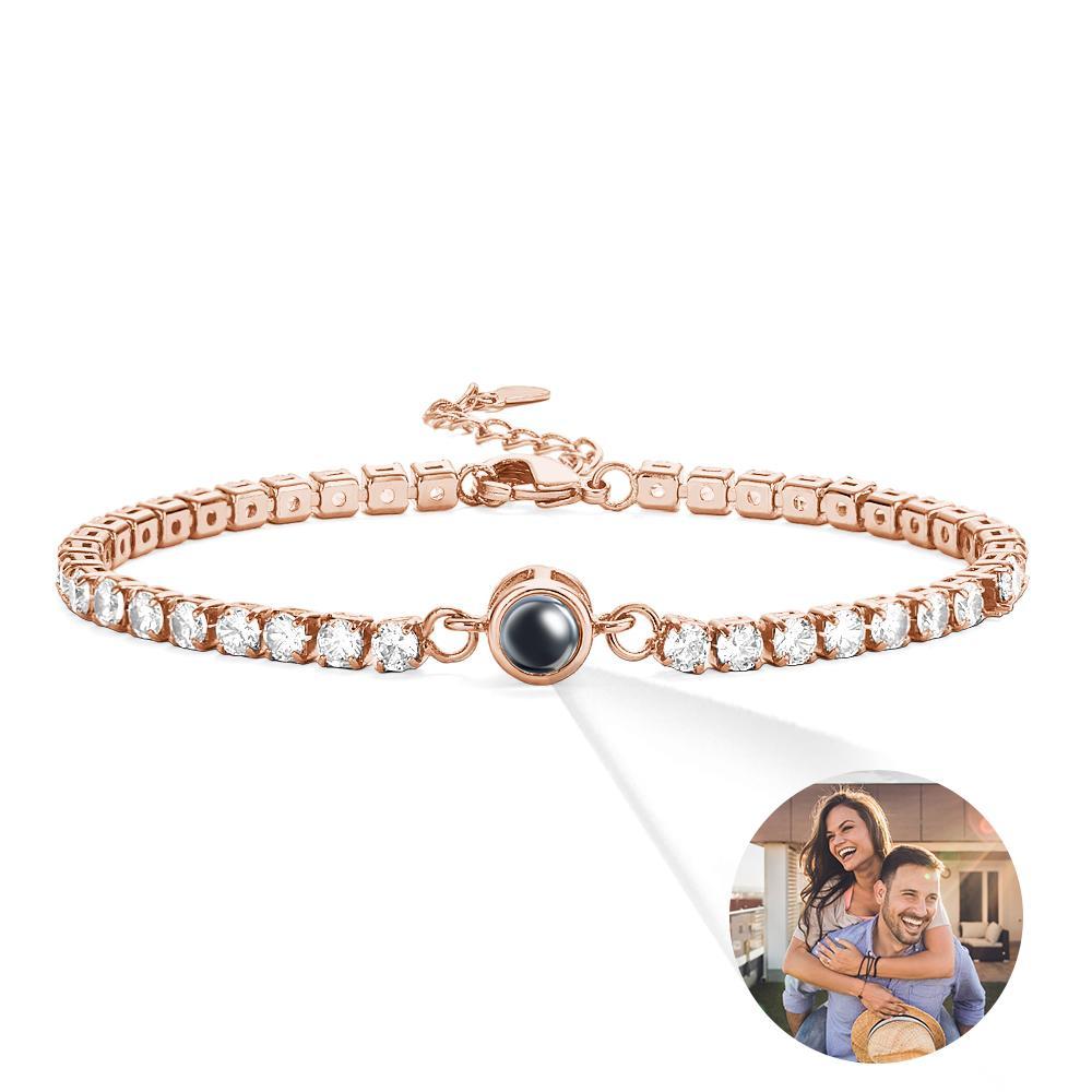 Custom Photo Projection Bracelet Tennis Bracelet Fashionable All Diamonds Bracelet Gifts For Her - mycustomtirecover