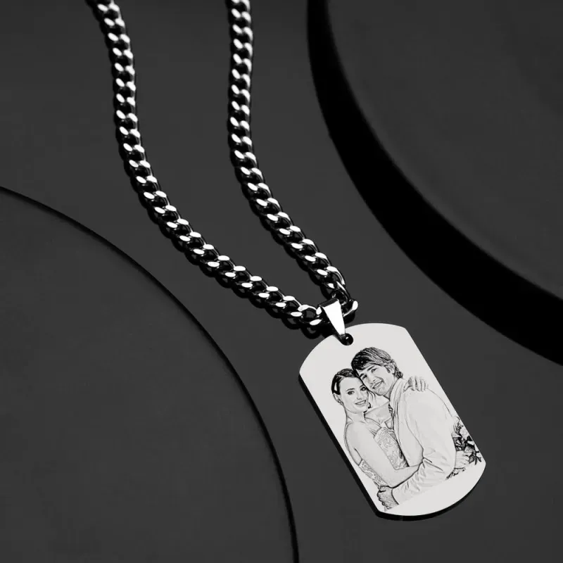 Heart Photo Calendar Engraved Tag Necklace With Engraving Stainless Steel Gifts for Her
