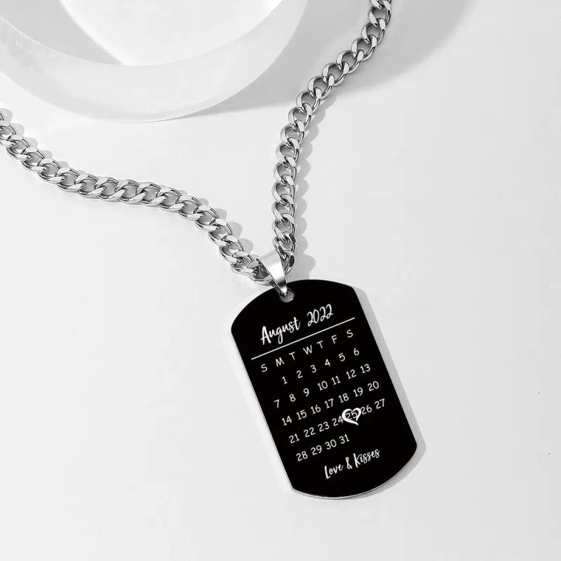 Custom Photo Necklace With Words Photo And Date Perfect Gift For Couple On Anniversary