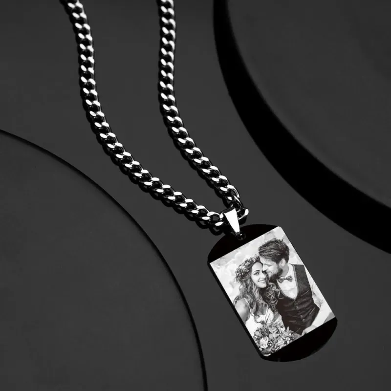 Custom Photo Necklace With Words Photo And Date Perfect Gift For Couple On Anniversary