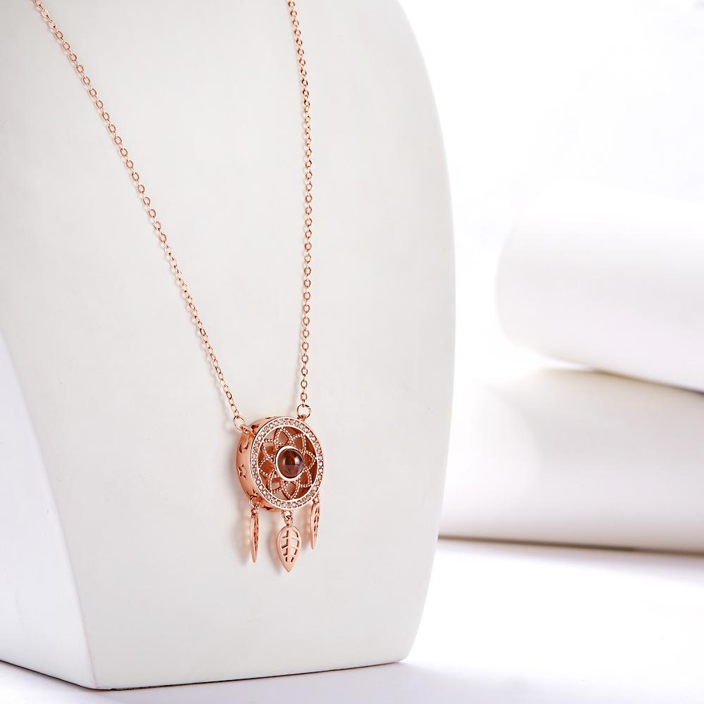Custom Projection Necklace Custom Photo Dream Catcher Rhinestone Creative Gifts - MyFaceTshirt