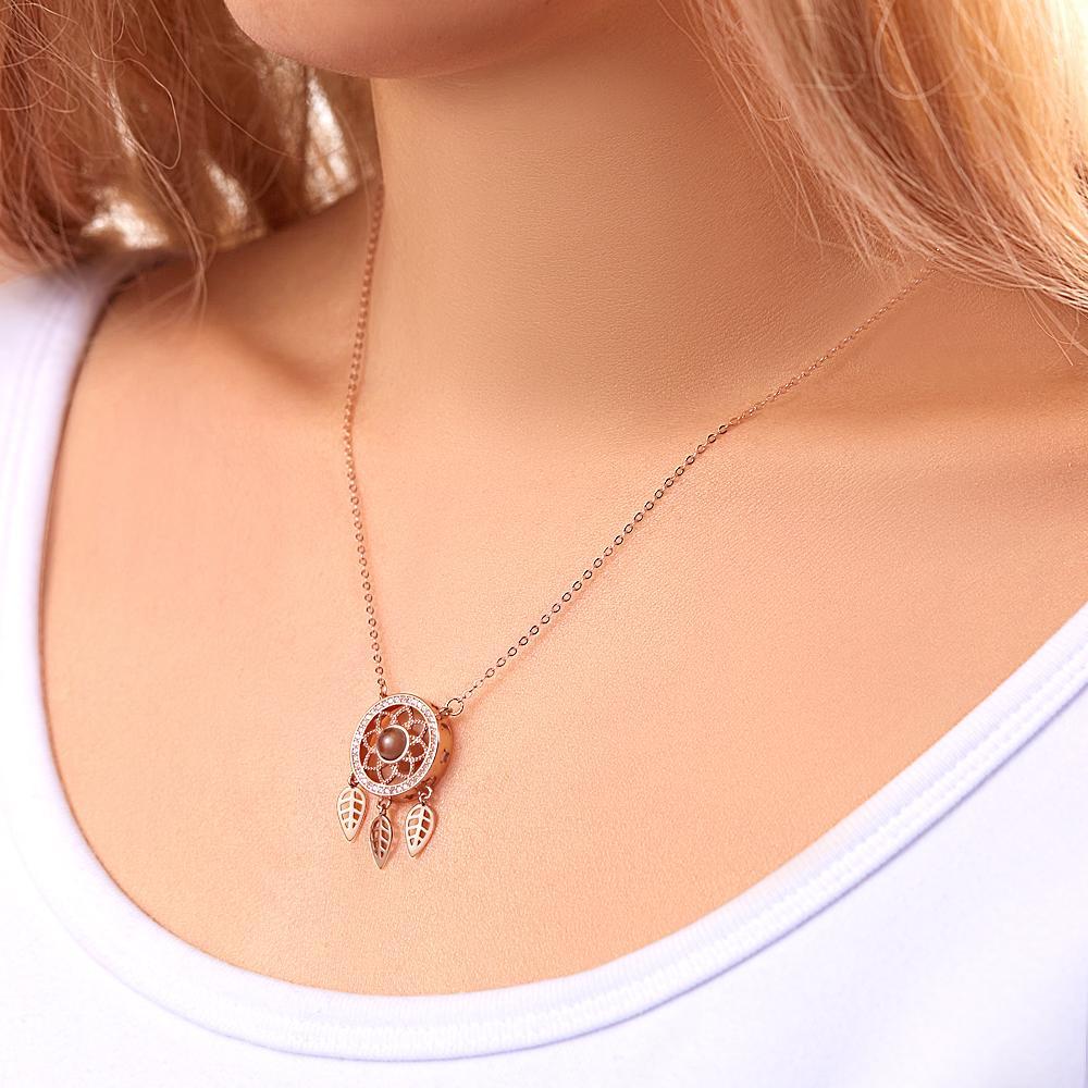 Custom Projection Necklace Custom Photo Dream Catcher Rhinestone Creative Gifts - MyFaceTshirt