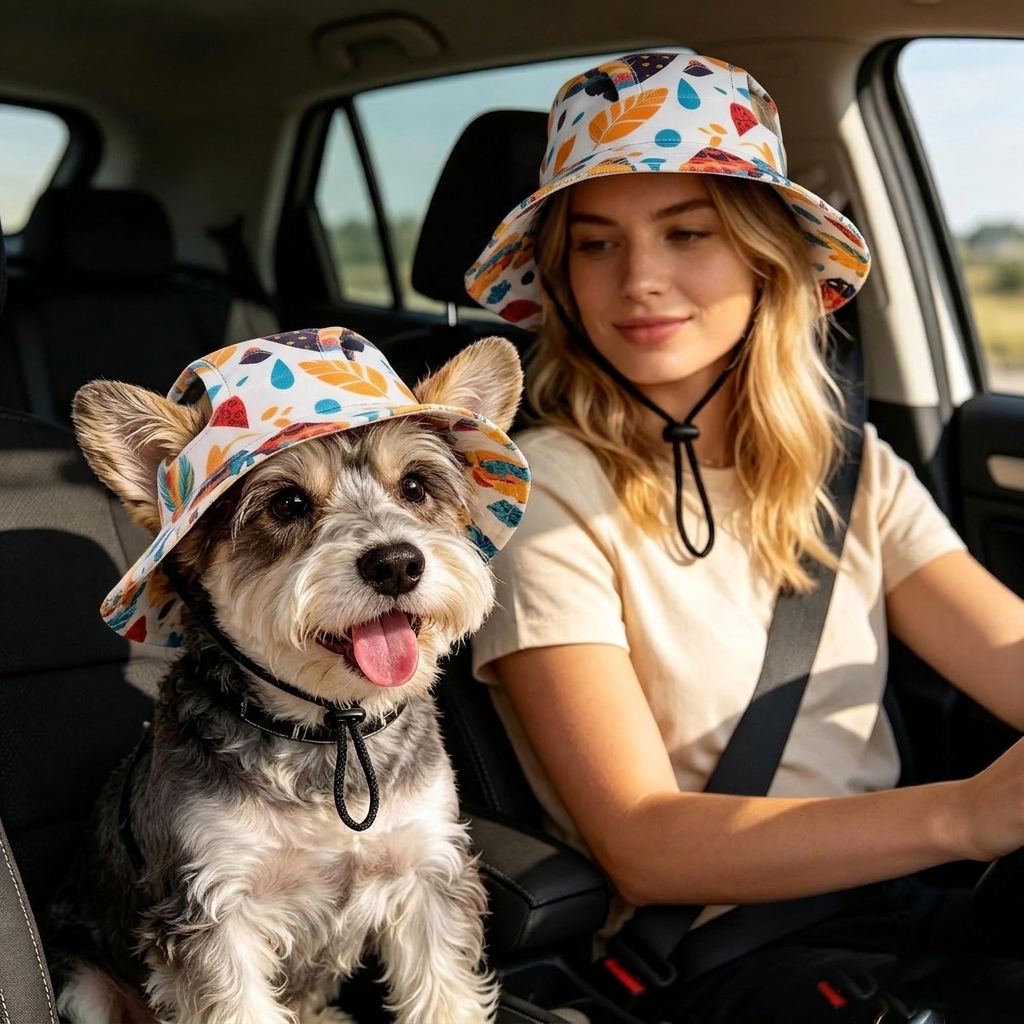 Pet Matching Bucket Hat for Pet Lovers Dog Hat Summer Cat Summer Hat Cute Ears Shade Sun Hat Puppy Puppy Summer Hat