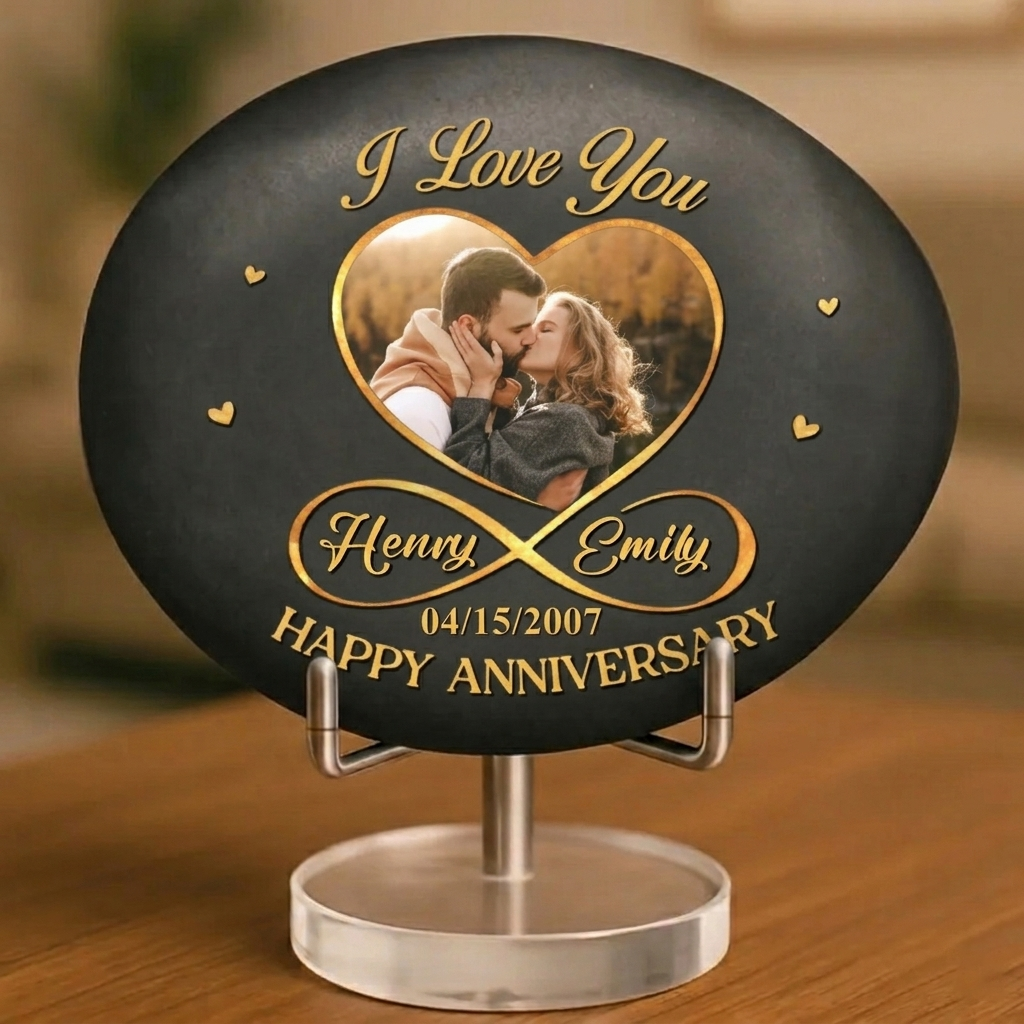 Custom Printed Rock Personalized Anniversary Wedding Gifts For Husband And Wife, Him And Her