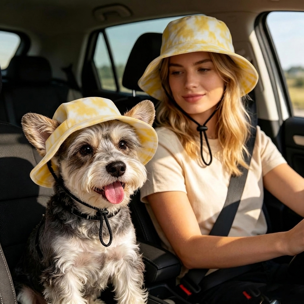 Pet Matching Fisherman Hat for Pet Lovers Dog Hat Summer Cat Summer Hat Cute Ears Shade Sun Hat Puppy Puppy Summer Hat