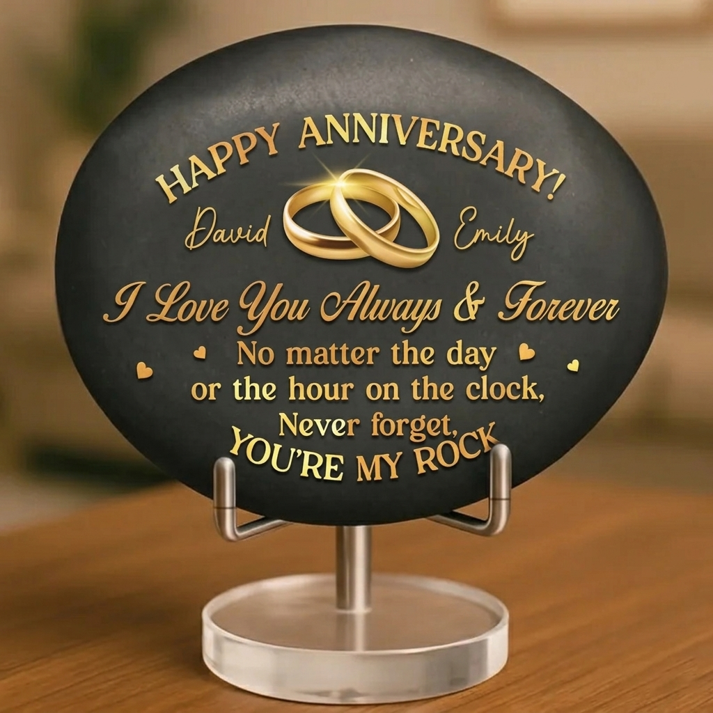 Custom Printed Rock Personalized Anniversary Wedding Gifts For Husband And Wife, Him And Her