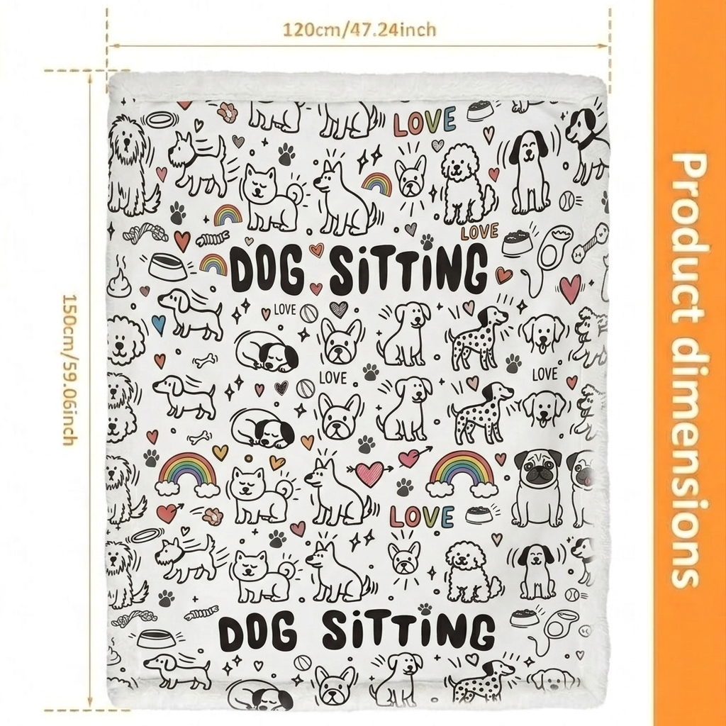DIY Drawing Blanket with 24 Colors Markers, Doodle Cats & Dogs Pet Blankets, Customizable Washable Art Blankets for Cat Lovers