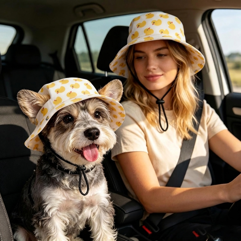 Pet Matching Fisherman Hat for Pet Lovers Dog Hat Summer Cat Summer Hat Cute Ears Shade Sun Hat Puppy Puppy Summer Hat