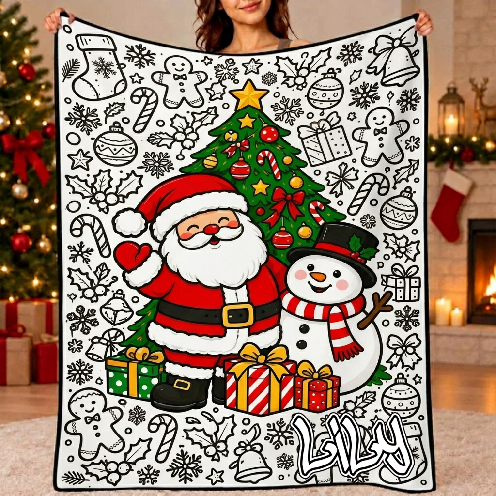 DIY Drawing Blanket (Optional 24-Color Marker Set) Create Your Art Blanket Washable Keepsake Blanket for Kids & Adults