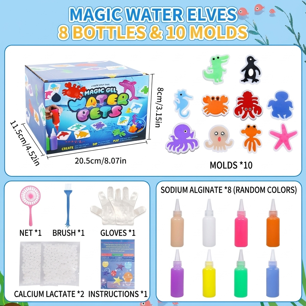 Magic Gel Water Pets Kit for Kids - Gifts for Kids - Squishy Maker Set | Craft for Kids - Gifts for Boys & Girls - Make Your Own Squishies Toys Crafts - Aqua Fairy Magic Elf Toy Kit - Birthday Gifts