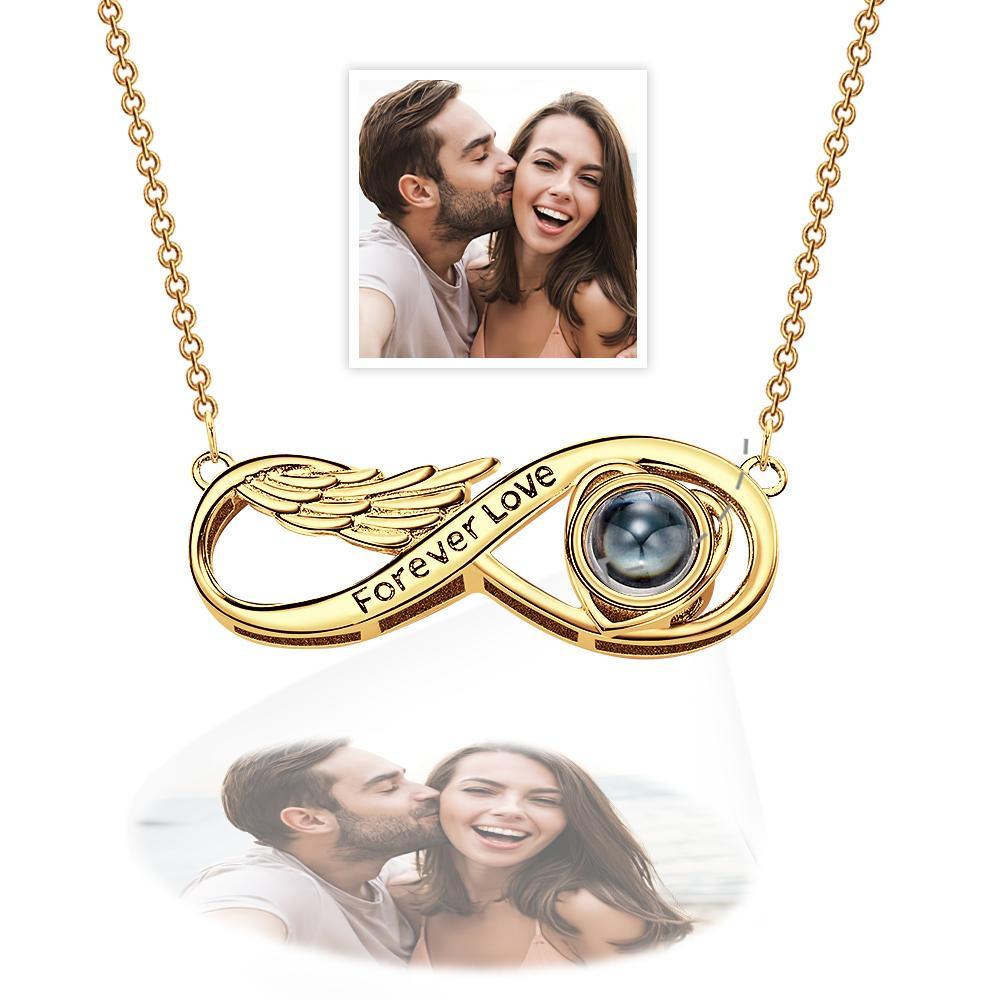Custom Projection Necklace Infinite Forever Love Angel Wings Gifts - MyFaceTshirt
