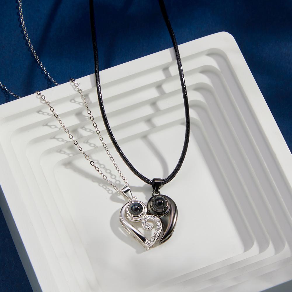 Custom Projection Necklace Heart-shaped Unique Creative Gift for Couple - MyFaceTshirt