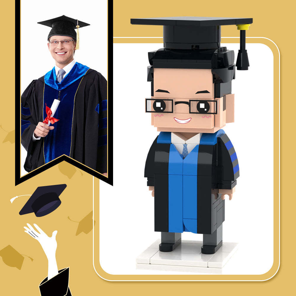 Graduation Gifts Fully Body Customizable 1 Person Detailed Version Custom Brick Figures Small Particle Block Toy For Him Black Blue