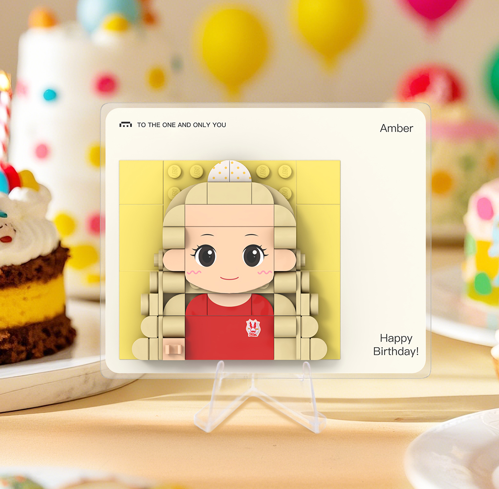 Customizable 1 People Custom Brick Figures Acrylic Plaque Greeting Card Brick Me Figures