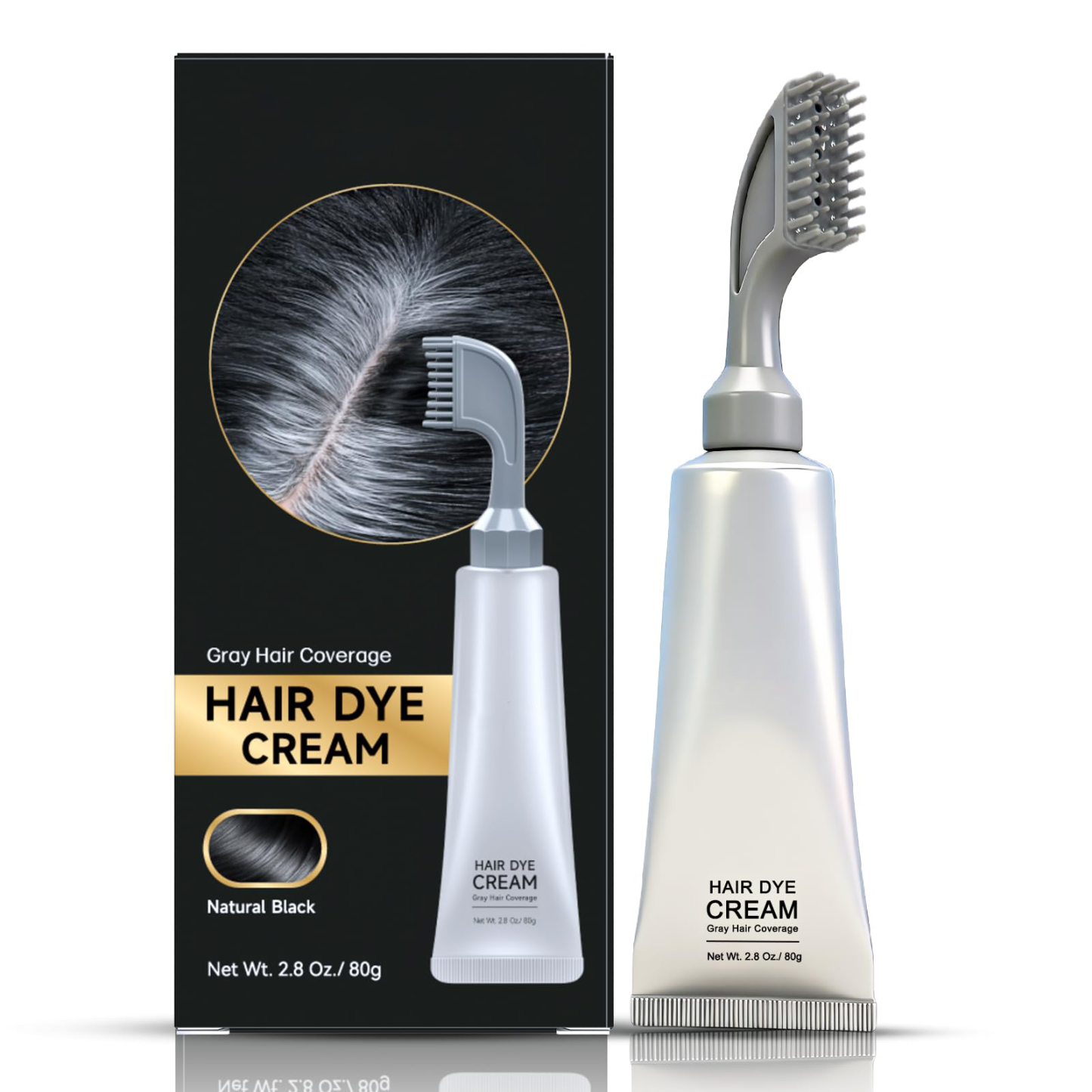 Hair Dye Comb Root Touch Up, Ammonia Free Gray Coverage, Dark Brown | Natural Plant Extract Hair Color Cream with No Mix Formula,Suitable for Men & Women,Covers Gray Hair Without Bleaching, 2.8oz