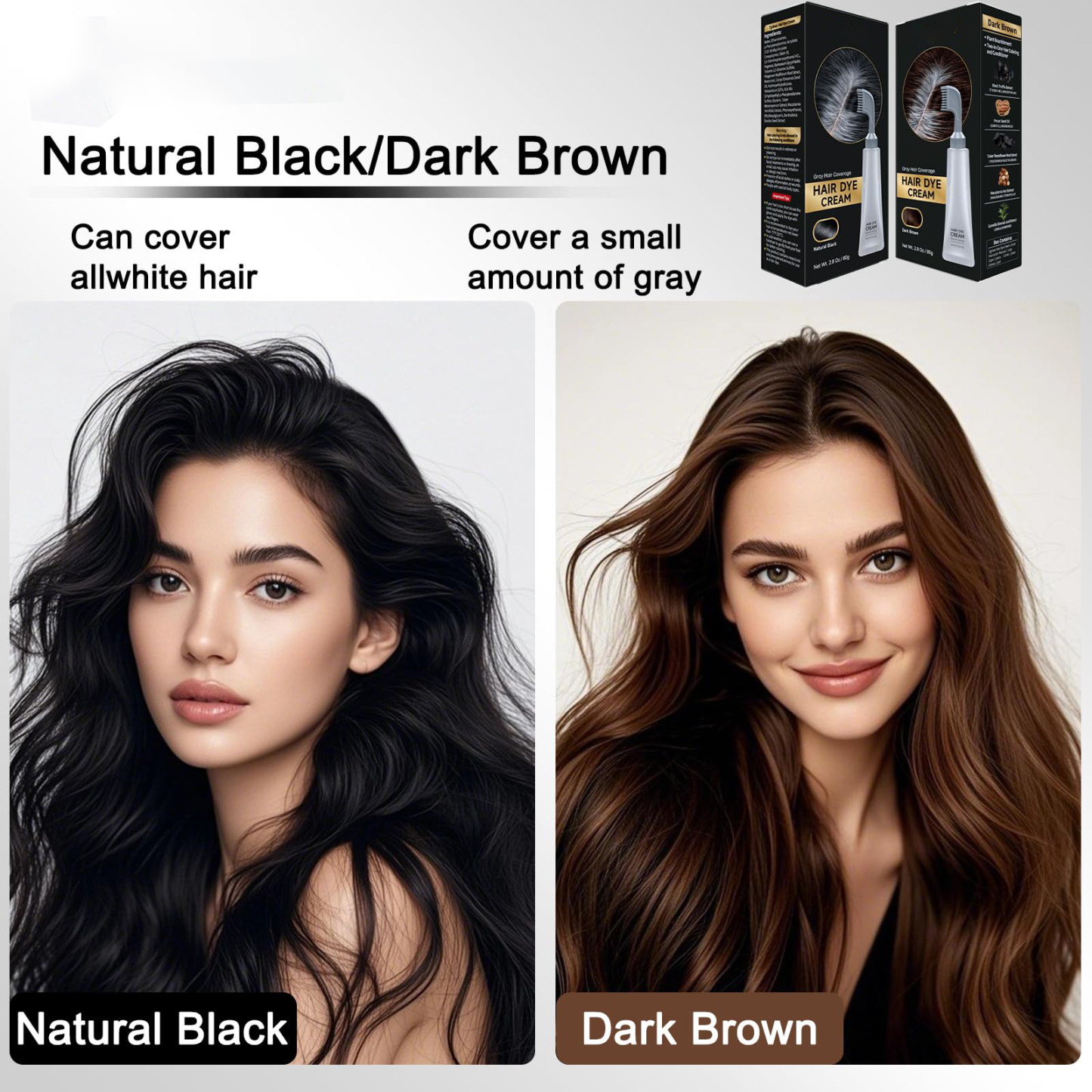 Hair Dye Comb Root Touch Up, Ammonia Free Gray Coverage, Dark Brown | Natural Plant Extract Hair Color Cream with No Mix Formula,Suitable for Men & Women,Covers Gray Hair Without Bleaching, 2.8oz