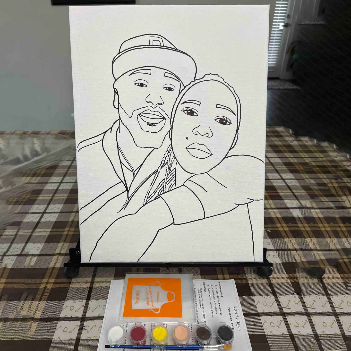 Paint your partner/Selfie/Personalized Couples/Date night/ Pre-drawn Canvas, Paint & Sip party
