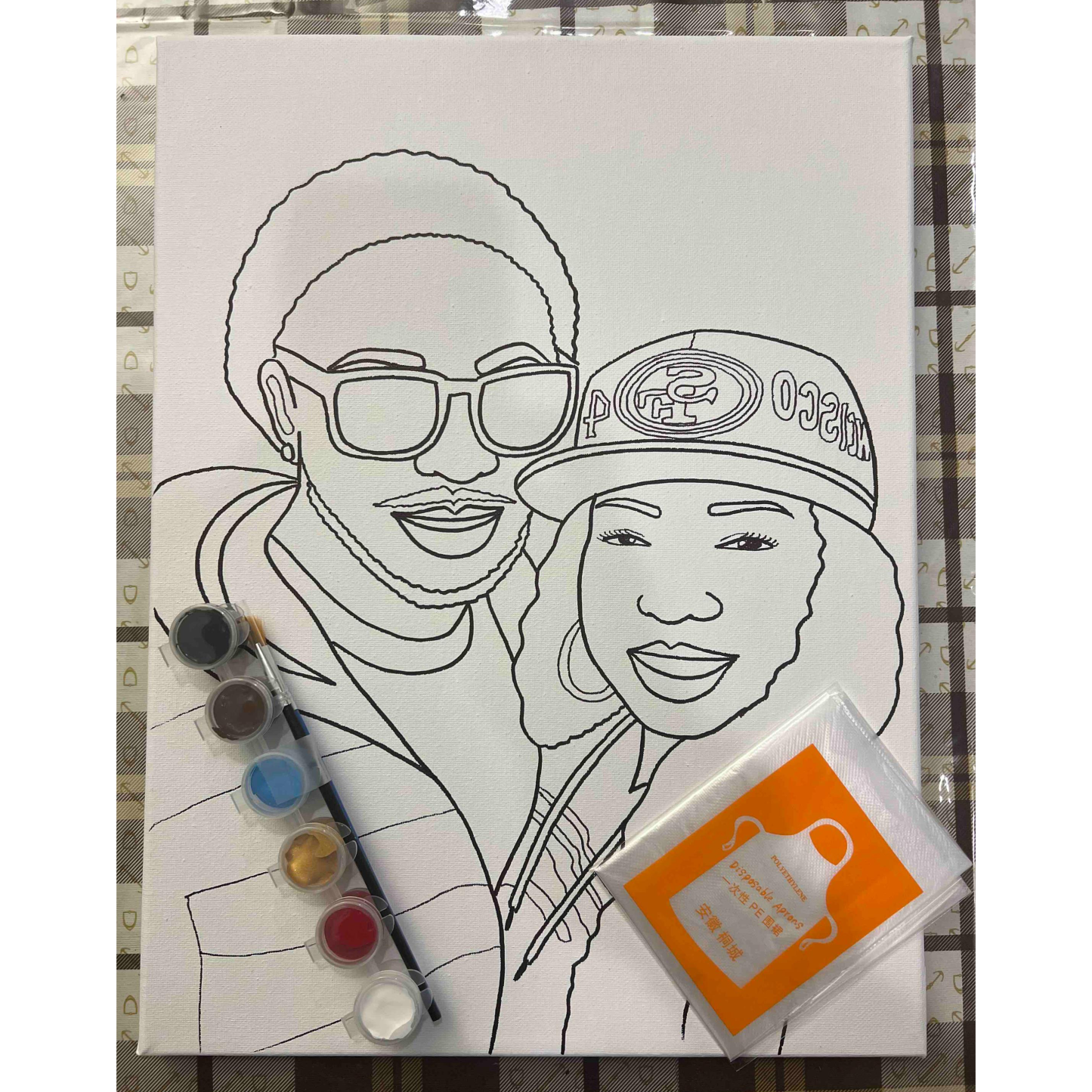 Paint your partner/Selfie/Personalized Couples/Date night/ Pre-drawn Canvas, Paint & Sip party