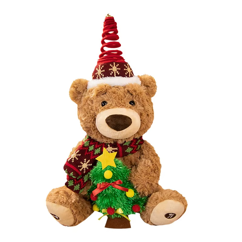 Christmas Teddy Bear Plush Toy with Singing & Voice Recording for Kids Adults Christmas Decorations, Birthday Gifts for Boys and Girls, Premium Plush Toy for Ages 1& Up Baby Toddlers, 15.5"