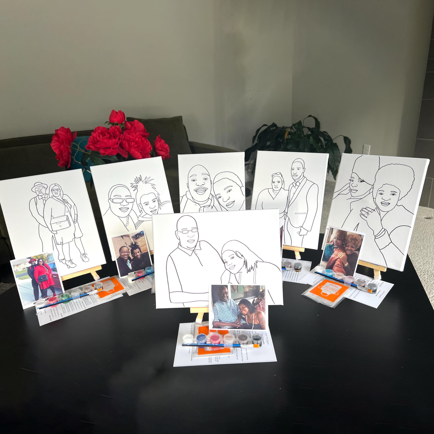 Paint your partner/Selfie/Personalized Couples/Date night/ Pre-drawn Canvas, Paint & Sip party