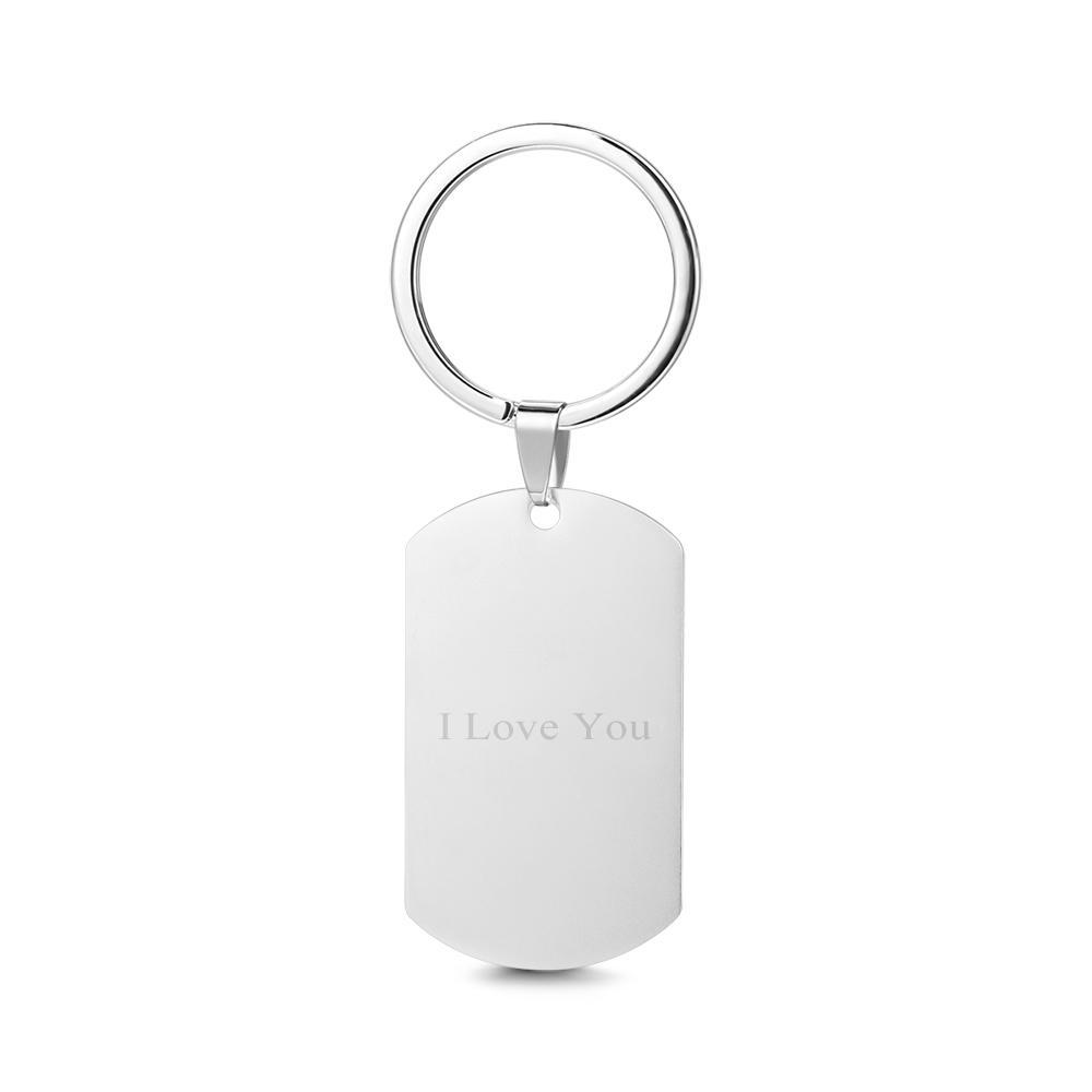 Personalized Double-sided Photo Text Tag Keychain With Engraving Stainless Steel Custom Keychain Gifts - mysiliconefoodbag