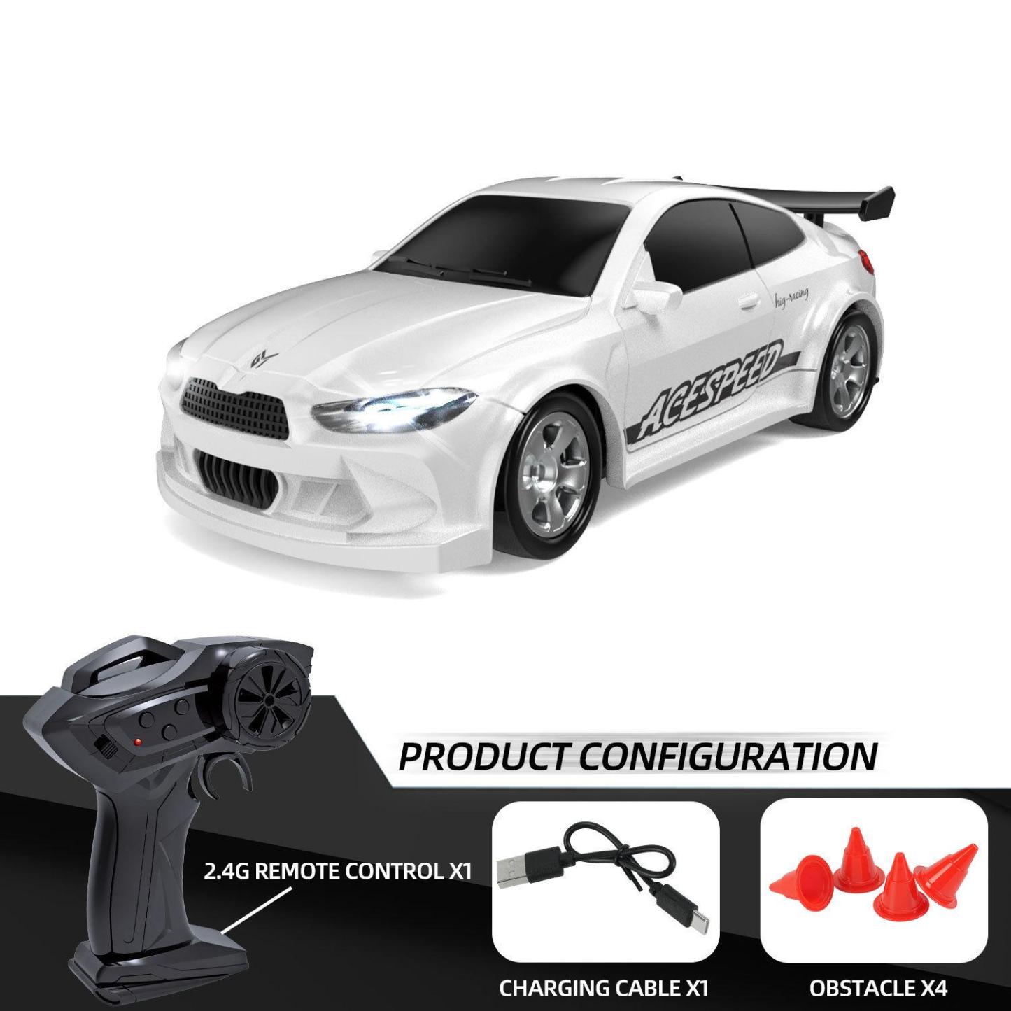 1/64 Scale RC Car, 2.4G Proportional Control 4WD RC Drift Car with LED Light & Hollow Cup Motor, Portable Mini Remote Toy for Adults