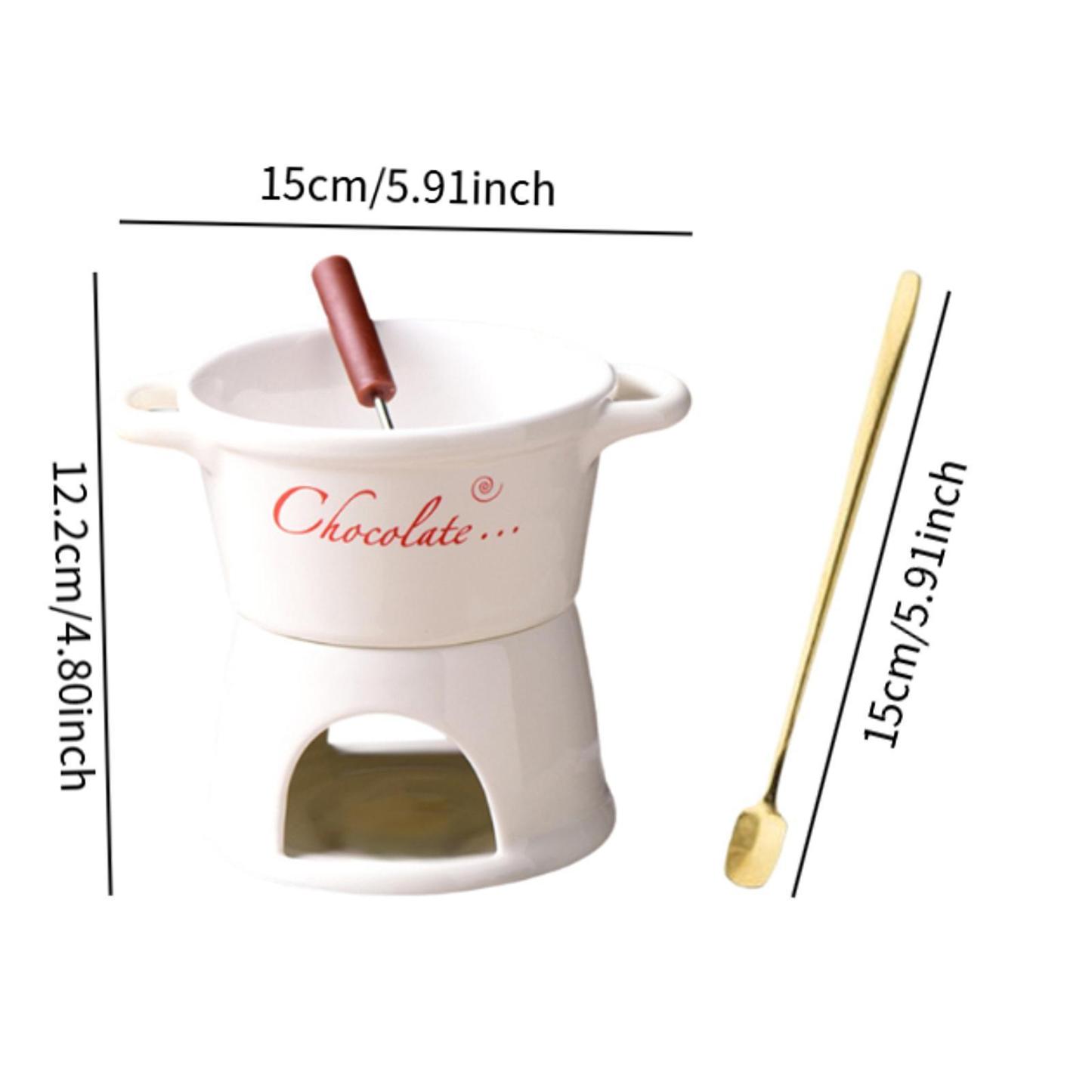 Sweet Fondue Mug for Date Night and More, Chocolate Melting Cup Set with Forks, Perfect as Fondue Mug or Chocolate Fondue Mug - Ideal Gifts for Birthday, Wedding, Mini Simmer Mug