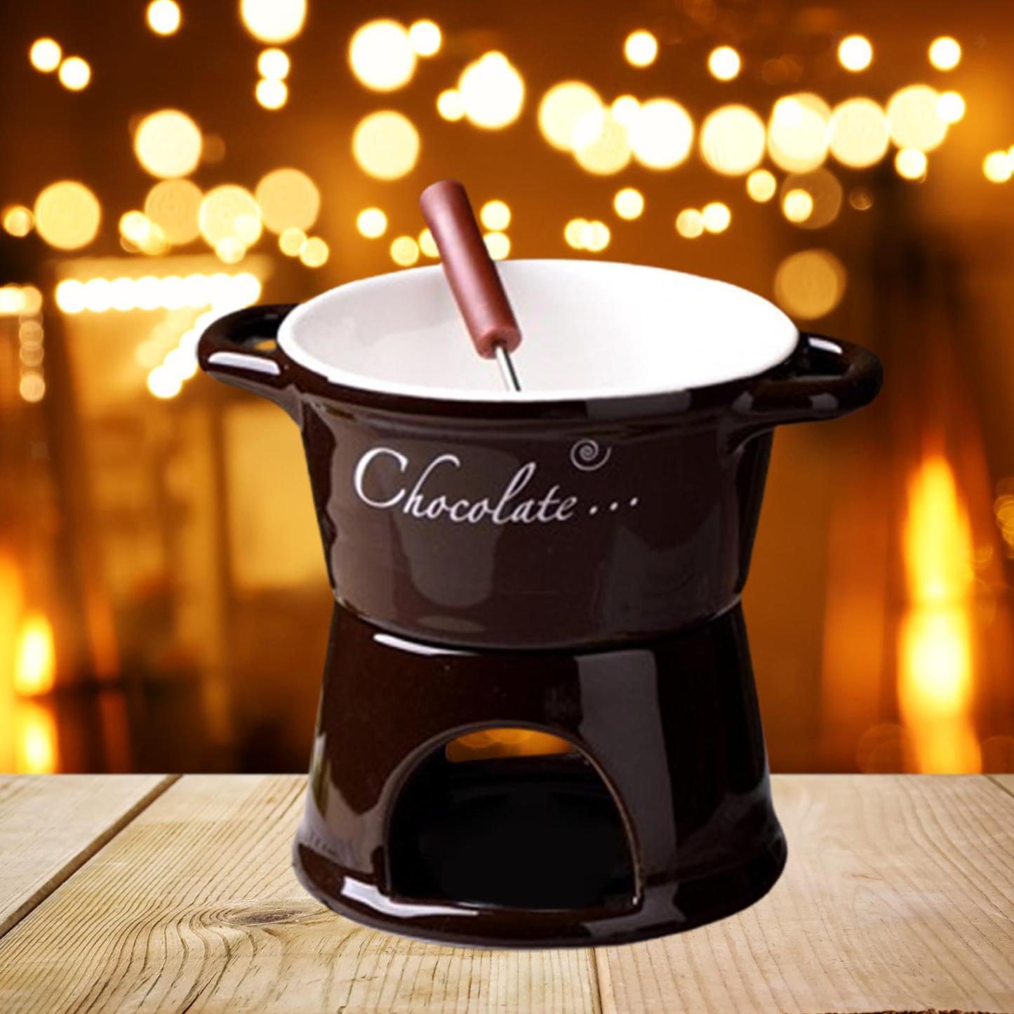 Sweet Fondue Mug for Date Night and More, Chocolate Melting Cup Set with Forks, Perfect as Fondue Mug or Chocolate Fondue Mug - Ideal Gifts for Birthday, Wedding, Mini Simmer Mug