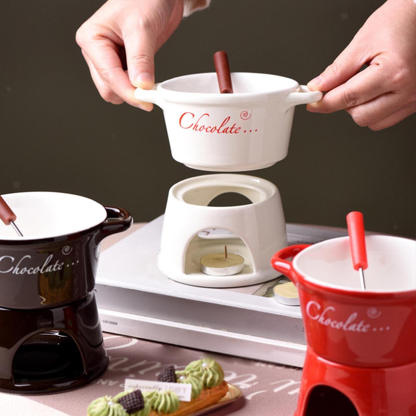 Sweet Fondue Mug for Date Night and More, Chocolate Melting Cup Set with Forks, Perfect as Fondue Mug or Chocolate Fondue Mug - Ideal Gifts for Birthday, Wedding, Mini Simmer Mug