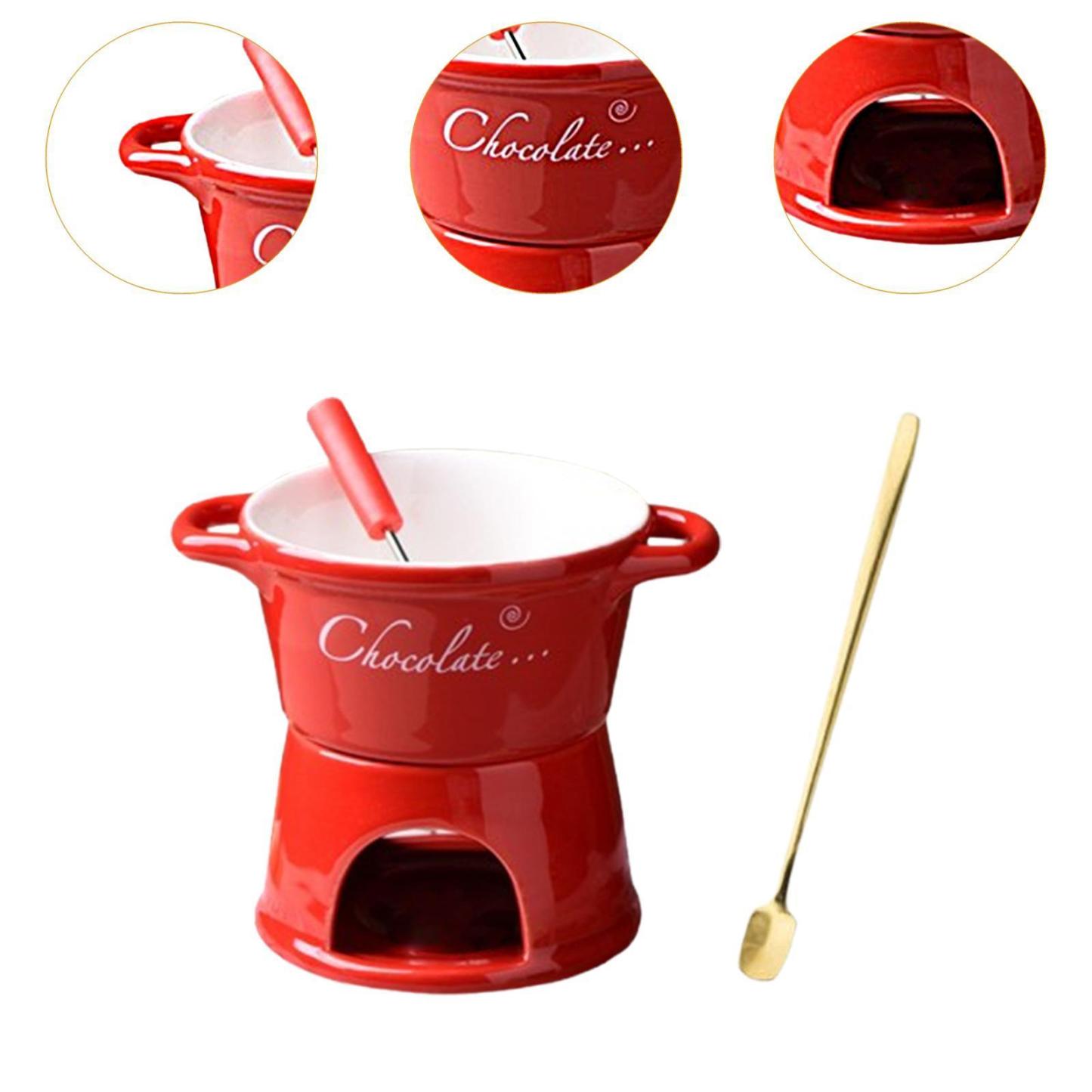Sweet Fondue Mug for Date Night and More, Chocolate Melting Cup Set with Forks, Perfect as Fondue Mug or Chocolate Fondue Mug - Ideal Gifts for Birthday, Wedding, Mini Simmer Mug
