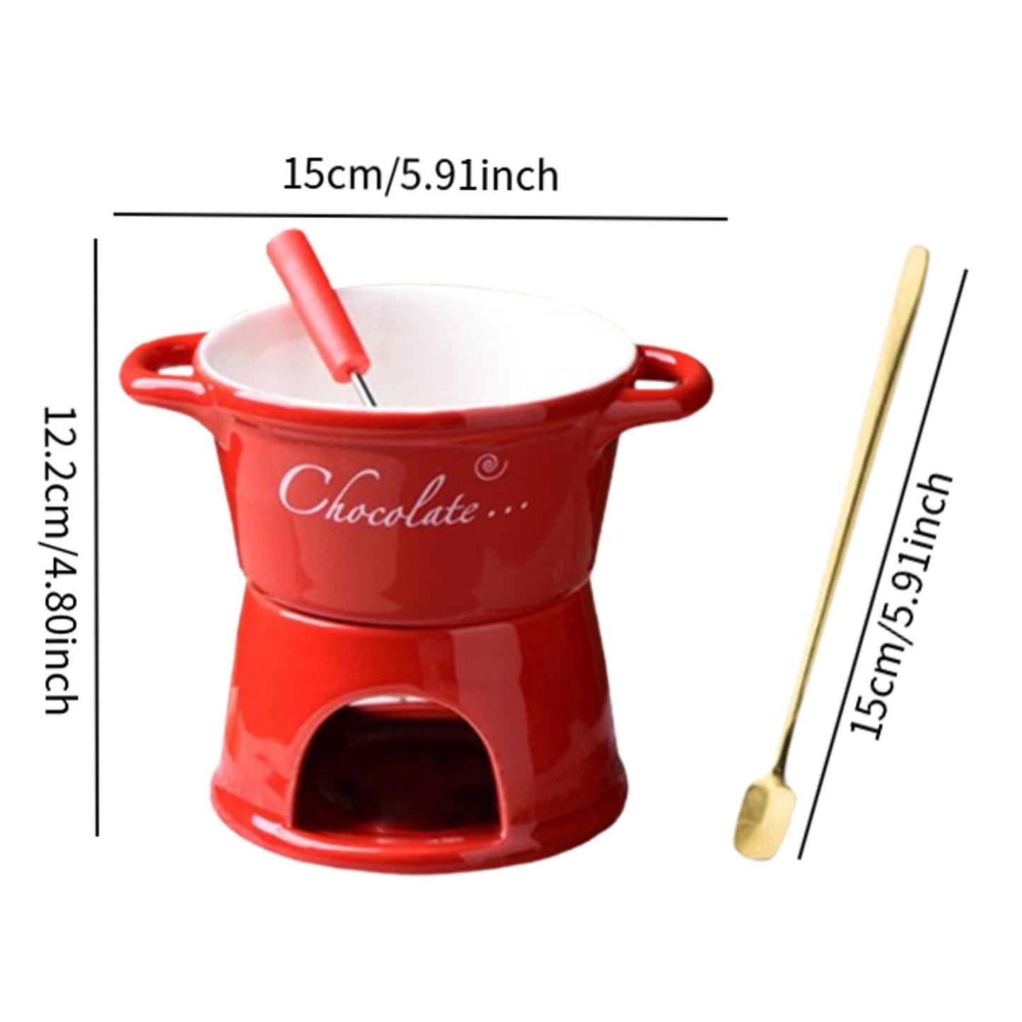 Sweet Fondue Mug for Date Night and More, Chocolate Melting Cup Set with Forks, Perfect as Fondue Mug or Chocolate Fondue Mug - Ideal Gifts for Birthday, Wedding, Mini Simmer Mug