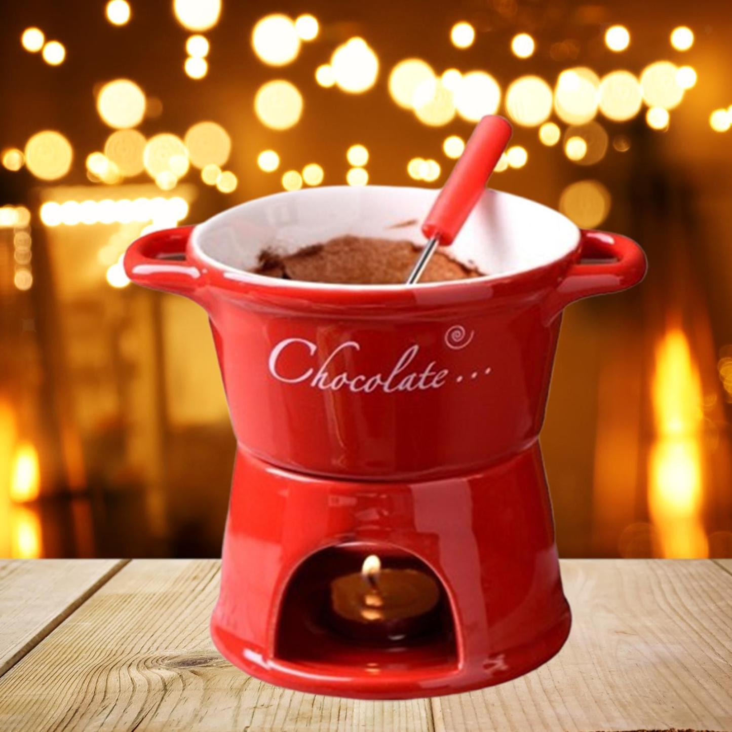 Sweet Fondue Mug for Date Night and More, Chocolate Melting Cup Set with Forks, Perfect as Fondue Mug or Chocolate Fondue Mug - Ideal Gifts for Birthday, Wedding, Mini Simmer Mug