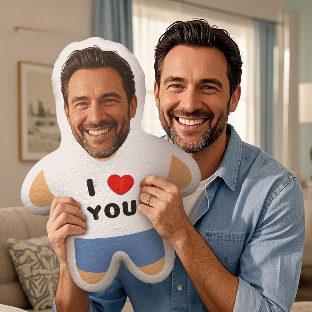 I LOVE YOU Minime Throw Pillow Custom Face Pillow Personalized Photo Pillow Gift for Dad On Father’s Day