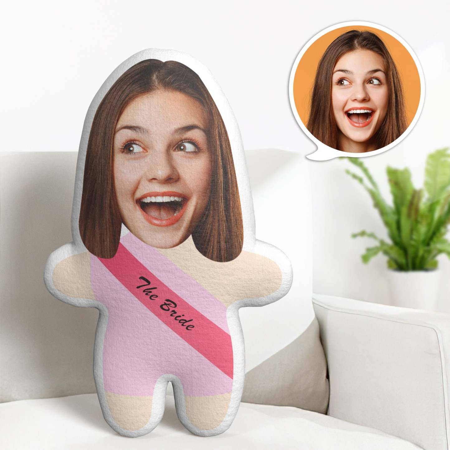 Custom Bride Minime Throw Pillow Personalized Cartoon Minime Throw Pillow Valentine's Day Gifts - mysiliconefoodbag