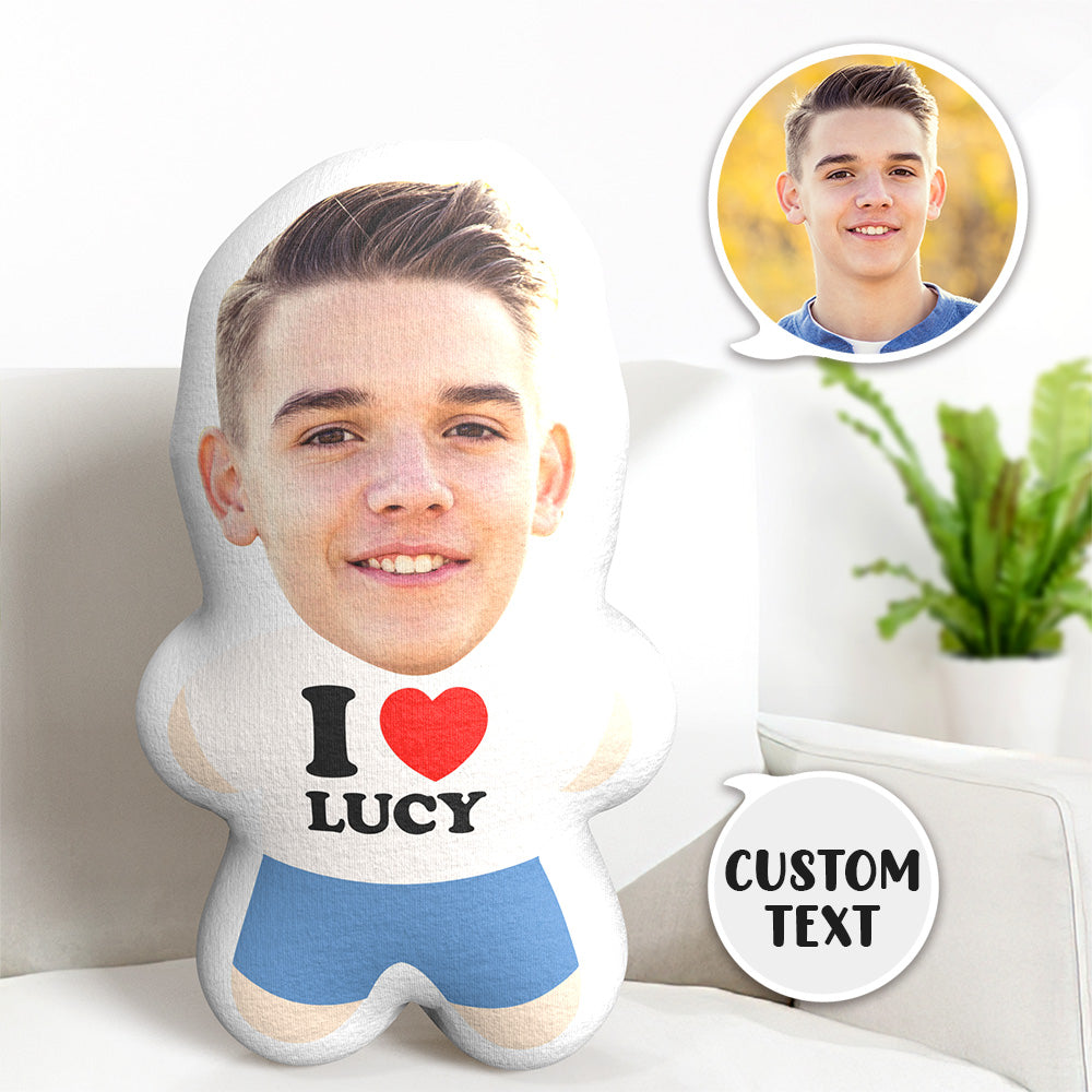Custom Face Pillow I Love You Minime Throw Pillow Custom Name Personalized Photo Minime Pillow Gift for Love Back to School Gift