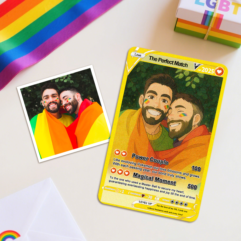 Custom Gay Couple Poke Card Personalized Poke Gift for Him Boyfriend Poke Art Unique Anniversary Present