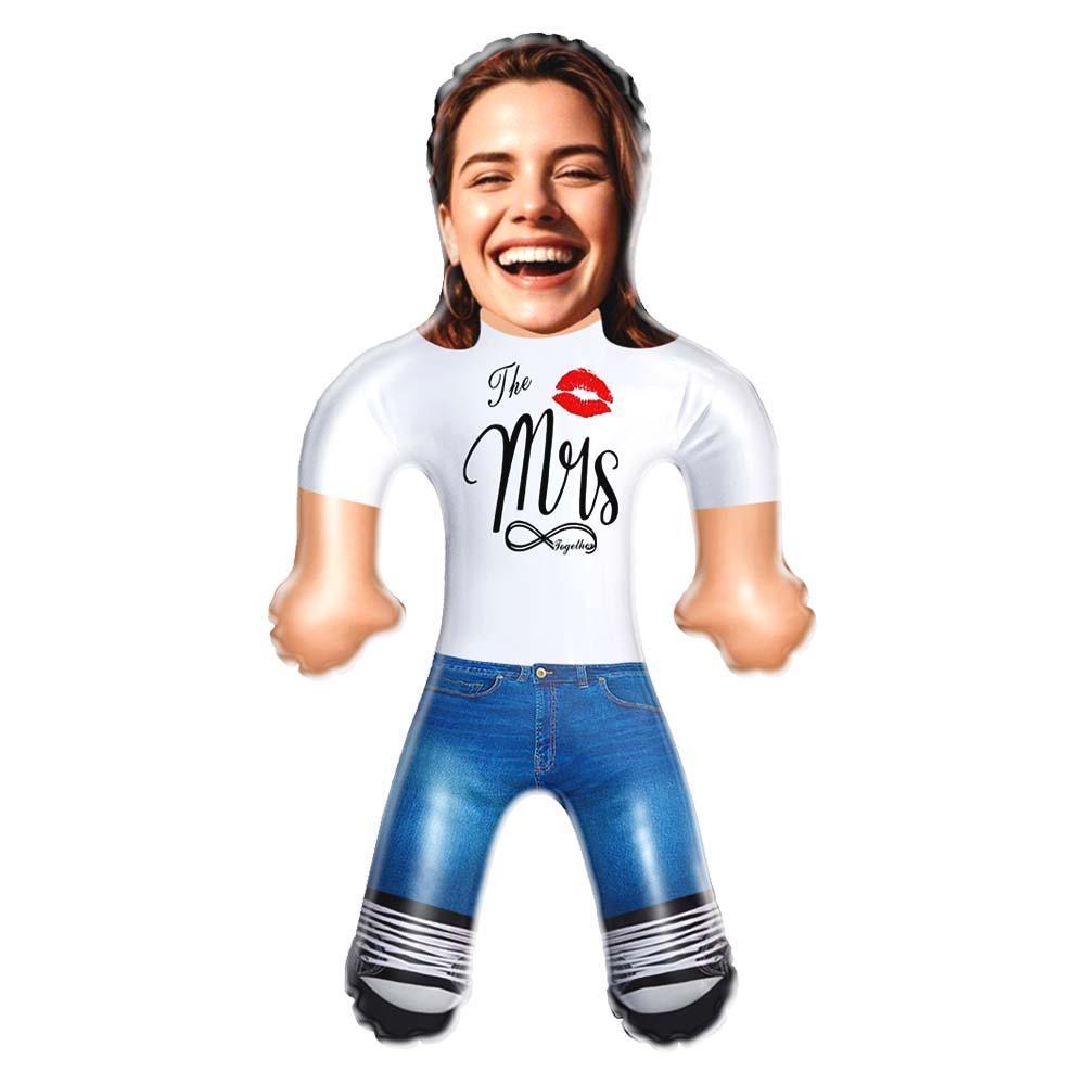 Custom Face Blow Up Doll – "The Mrs" Forever Love Funny Inflatable Doll For Wife - mysiliconefoodbag