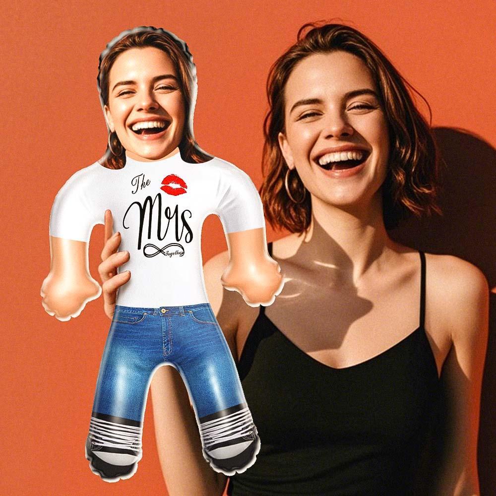 Custom Face Blow Up Doll – "The Mrs" Forever Love Funny Inflatable Doll For Wife - mysiliconefoodbag