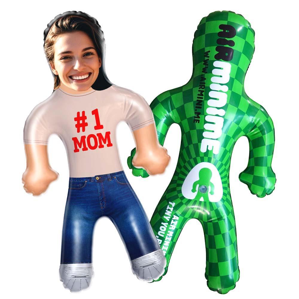 #1 Mom Air Minime Doll – Personalized Inflatable Gift with Your Face - mysiliconefoodbag