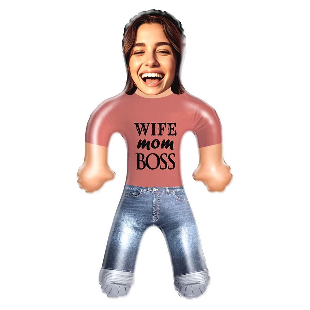 Wife. Mom. Boss. Custom Inflatable Doll – Face Photo Mother’s Day Gift - mysiliconefoodbag