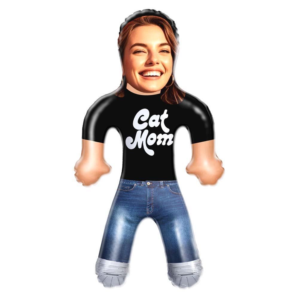 "Cat Mom" Funny Custom Face Doll – Inflatable Mother’s Day Gift Idea - mysiliconefoodbag