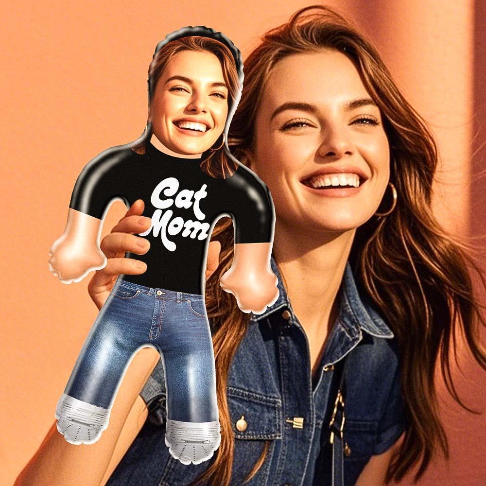 "Cat Mom" Funny Custom Face Doll – Inflatable Mother’s Day Gift Idea - mysiliconefoodbag