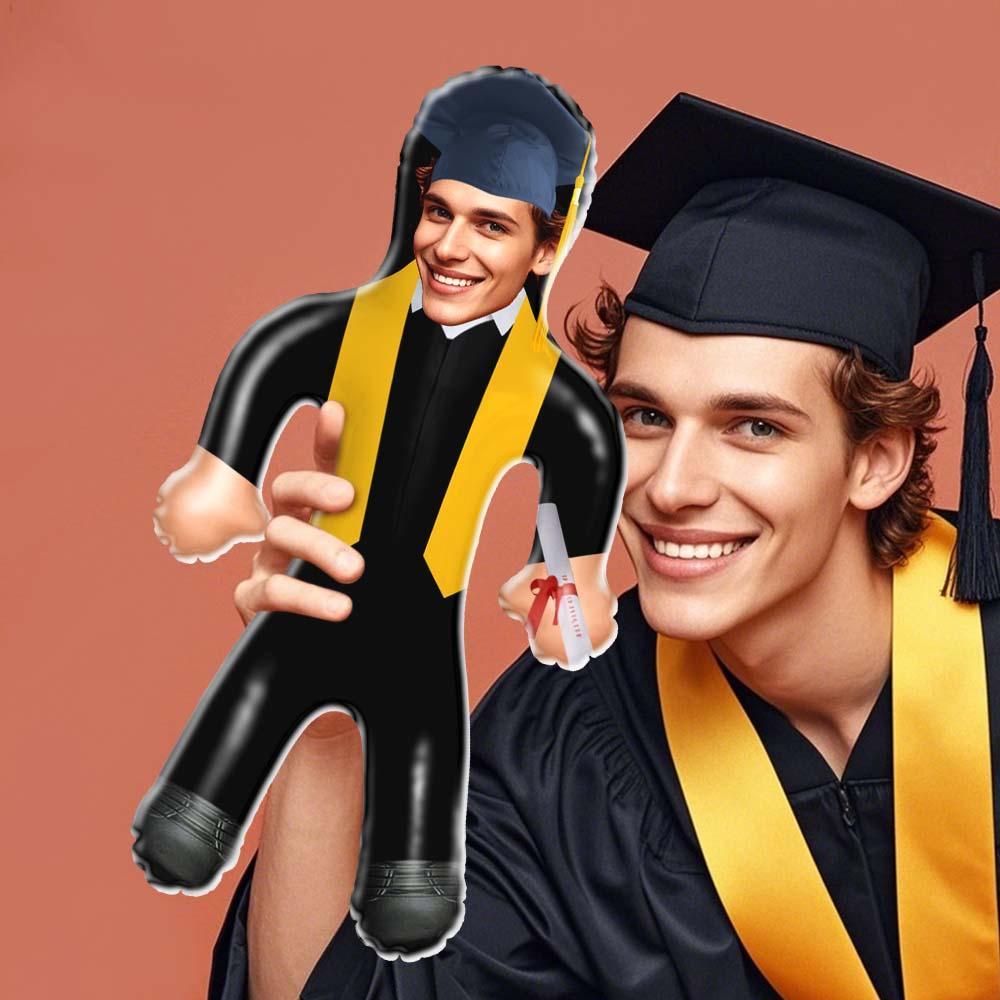 Graduation Air Minime Doll with Face – Black Gown & Gold Stole - mysiliconefoodbag