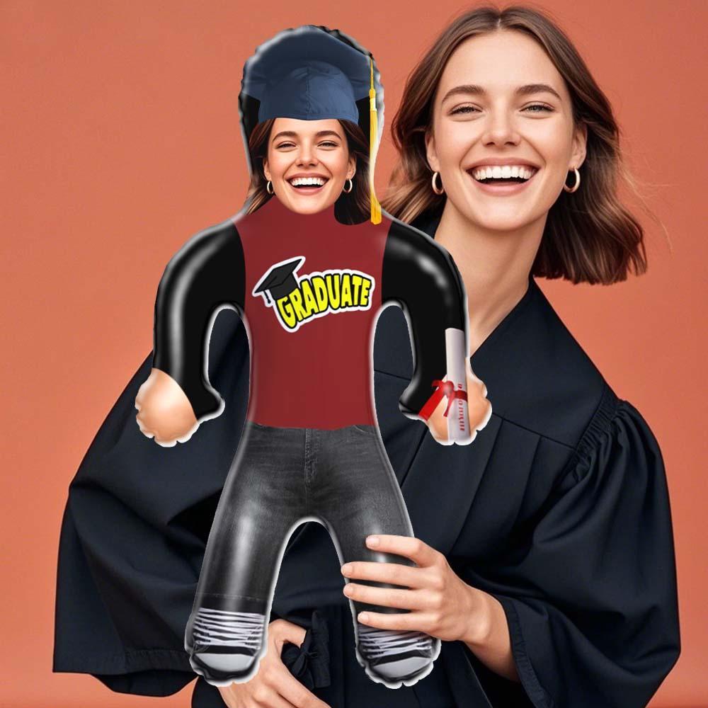 Funny Graduate Face Blow Up Doll Maroon Tee Style Custom Air Minime Dolls - mysiliconefoodbag