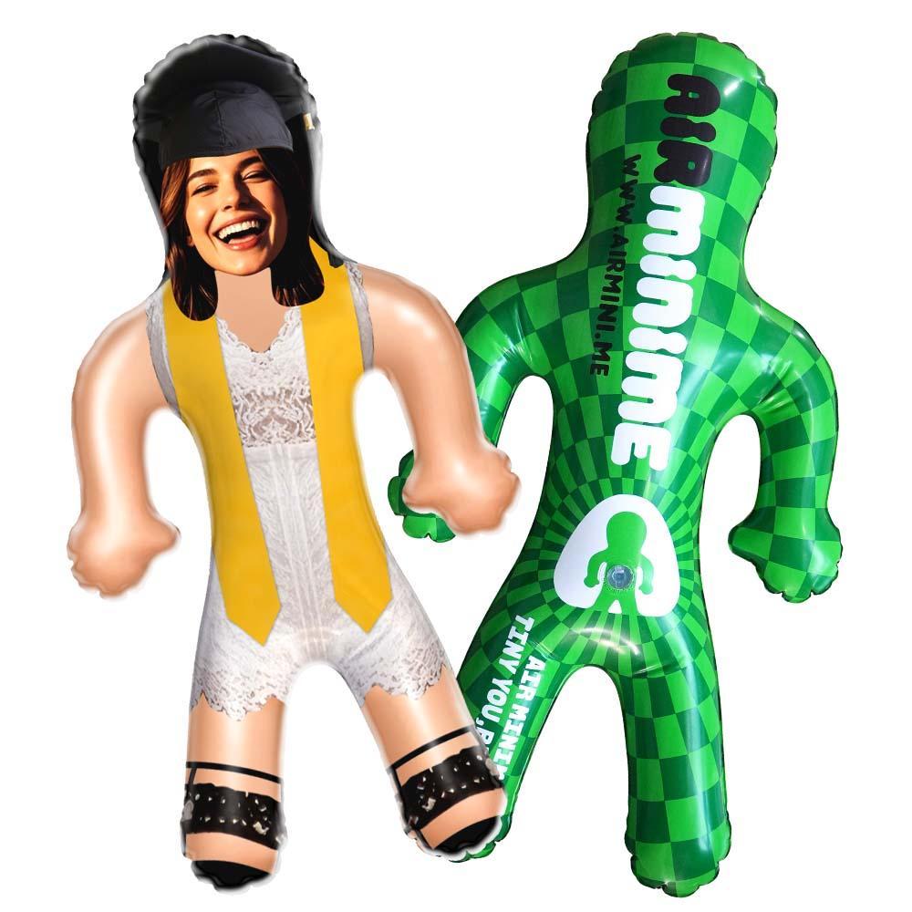 Custom Face Inflatable Grad Doll White Dress with Yellow Stole Personalized Graduation Air Minime Doll - mysiliconefoodbag