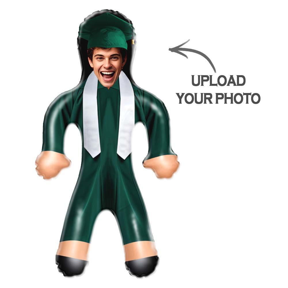 Custom Air Minime Dolls Green Cap & Gown Graduation Doll Personalized Face Inflatable - mysiliconefoodbag