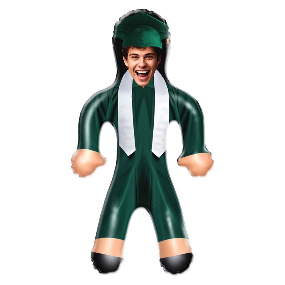 Custom Air Minime Dolls Green Cap & Gown Graduation Doll Personalized Face Inflatable - mysiliconefoodbag