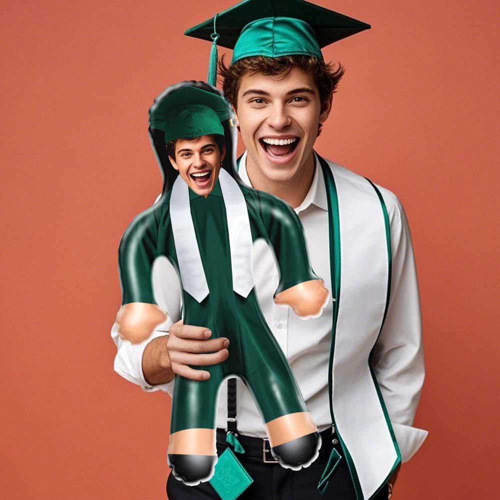 Custom Air Minime Dolls Green Cap & Gown Graduation Doll Personalized Face Inflatable - mysiliconefoodbag