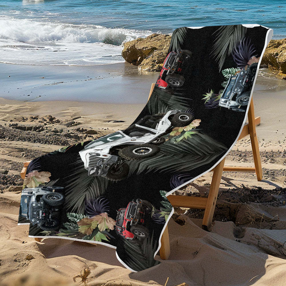 Custom Photo Car Beach Towel - mysiliconefoodbag